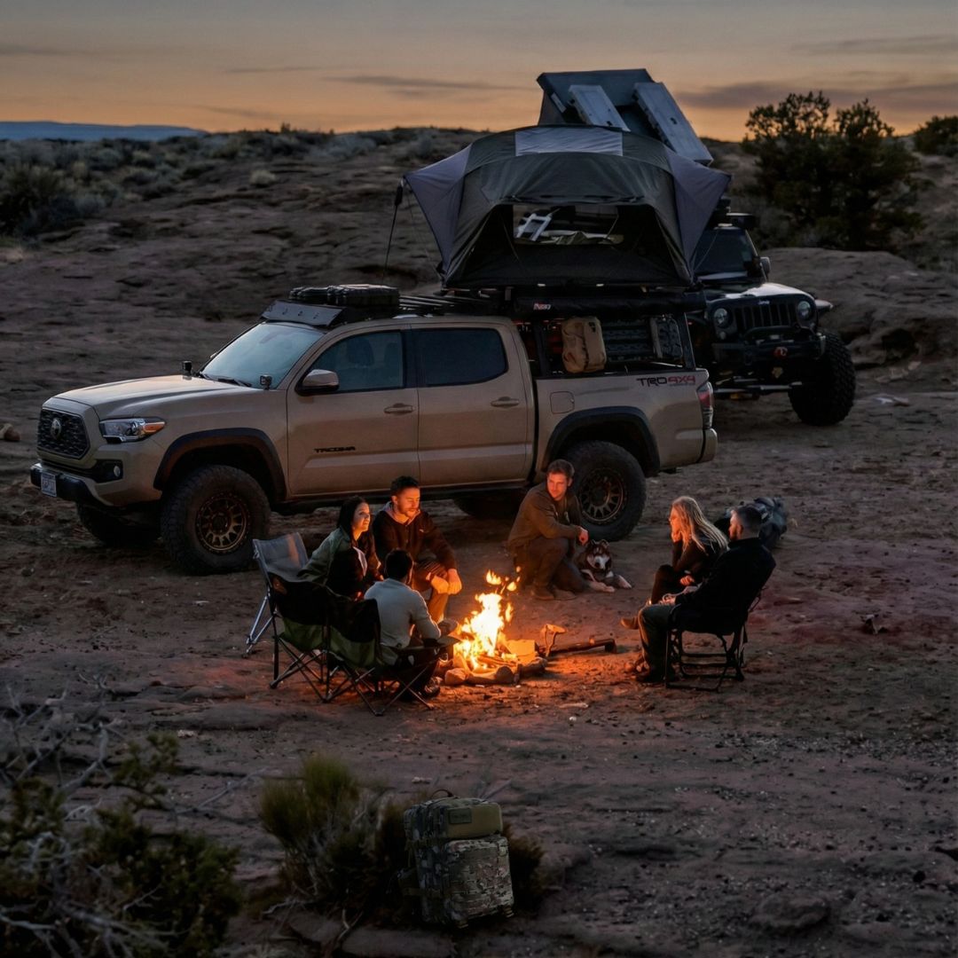 Base camp al atardecer